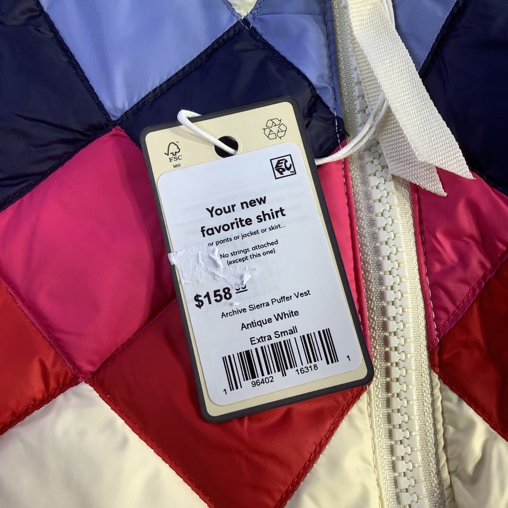 Marine‎ Layer Archive Sierra Puffer Vest Antique White Multi Color Size XS NWT - Picture 5 of 12